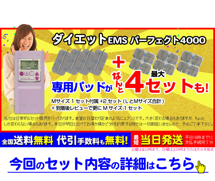 人気EMSマシンの今回のセット内容