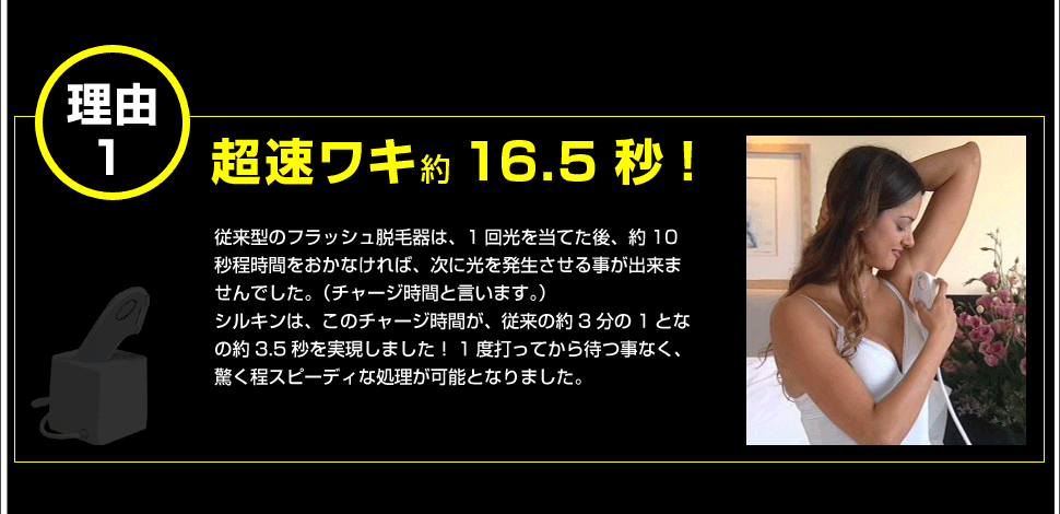 シルキンが売れている理由2「超速ワキ16.5秒」